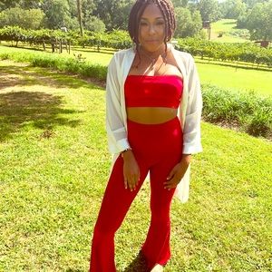 Red Two-Piece Pants set